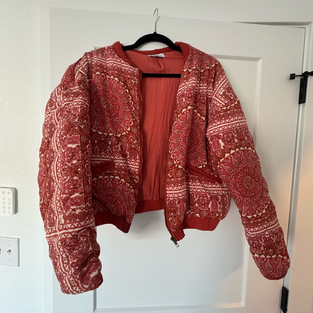 Polagram Red Patterned Bomber Jacket - image 1